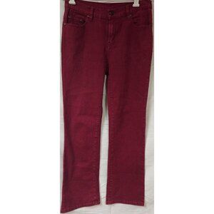 DG2 Diane Gilman Womens Red SZ 4P Mid Rise Denim Straight Leg Jeans W30 L30